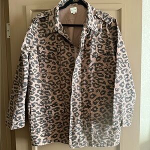 Ellison Leopard Print Utility Jacket - Black and Tan